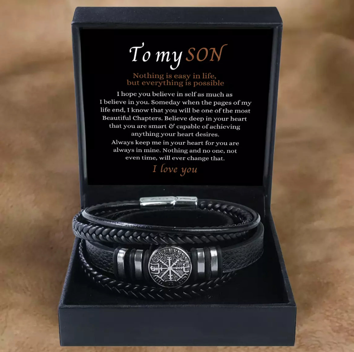 To My Son - Layered Bracelet - Remember To Be Awesome Message Card Gift