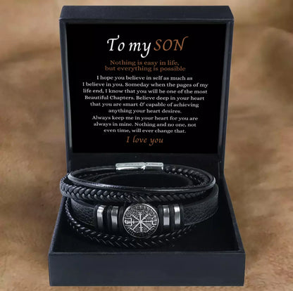 To My Son - Layered Bracelet - Remember To Be Awesome Message Card Gift