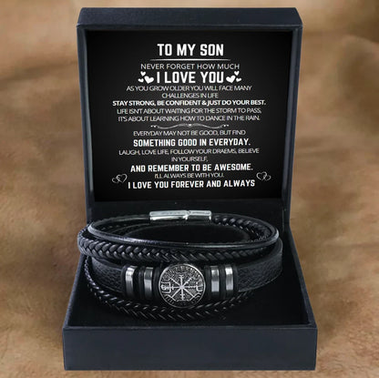 To My Son - Layered Bracelet - Remember To Be Awesome Message Card Gift