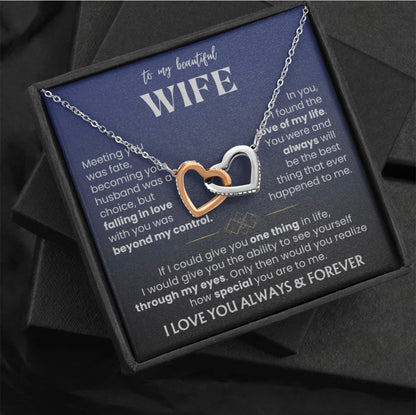 To My Wife - Linked Hearts Necklace - Love You Always Message Card Gift from Husband