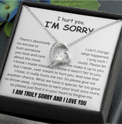 To My Love - Love Heart Necklace - I Am Sorry Message Card Gift