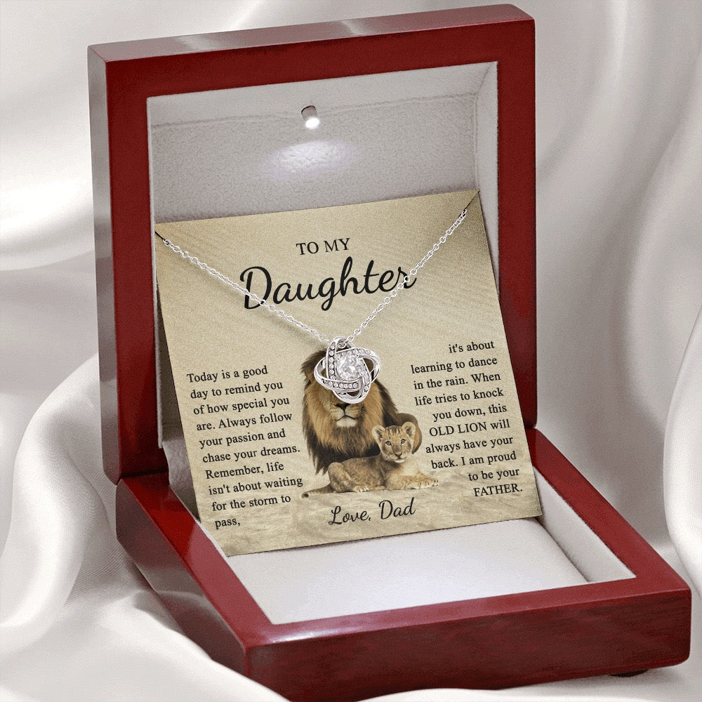 To My Daughter from Dad - Love Knot Necklace - Love You Forever Message Card Gift
