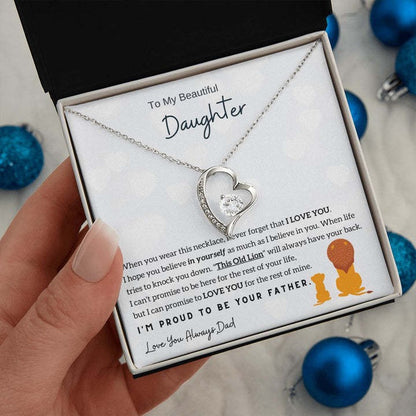 To My Daughter - Love Heart Necklace - Proud to be your father Message Card Gift