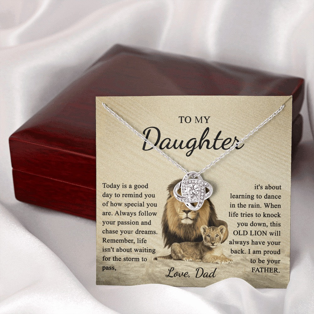 To My Daughter from Dad - Love Knot Necklace - Love You Forever Message Card Gift