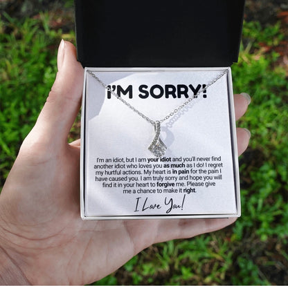 To My Love - Ribbon Necklace - I Am Sorry Message Card Gift