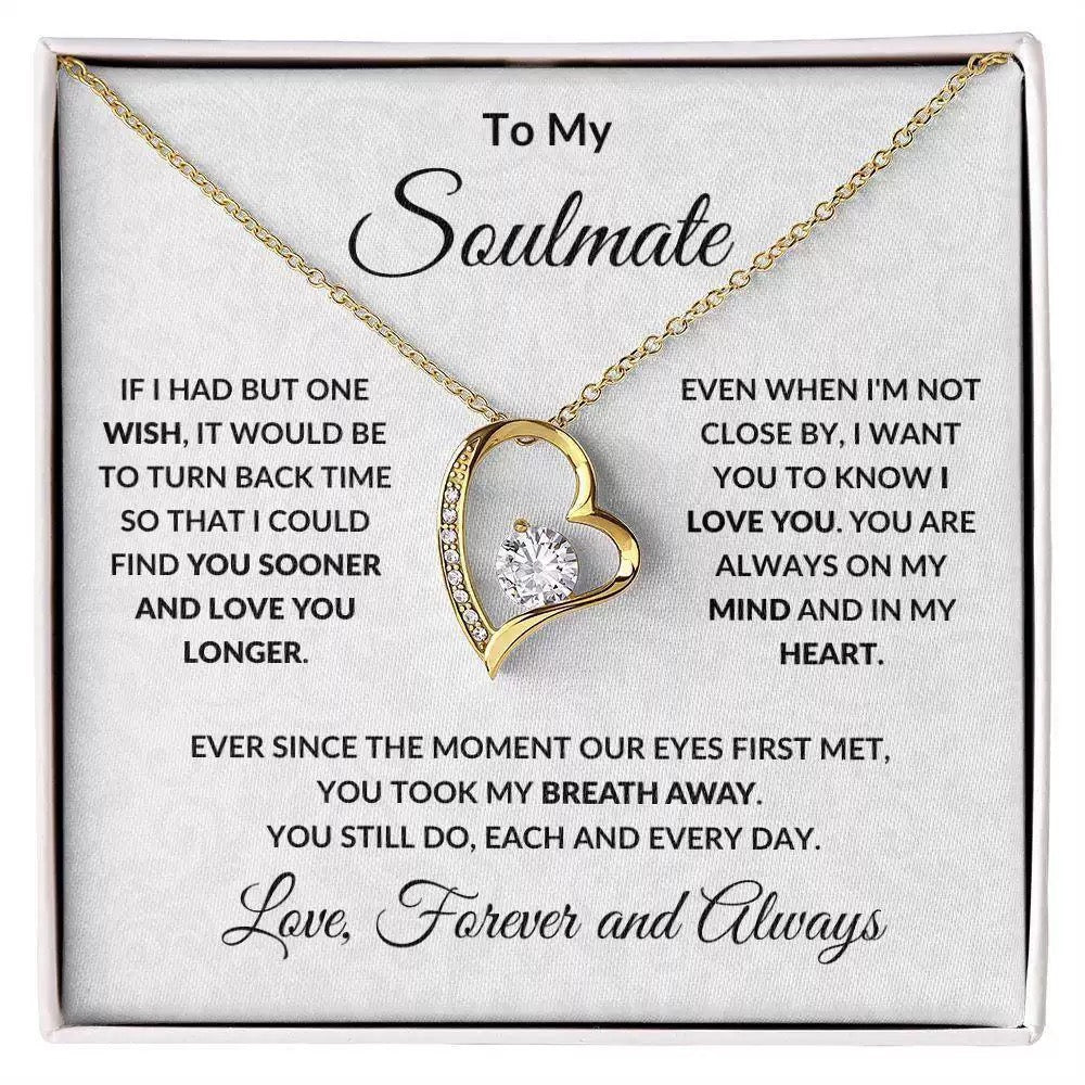 To My Soulmate - Love Heart Necklace - You Are In My Heart Message Card Gift