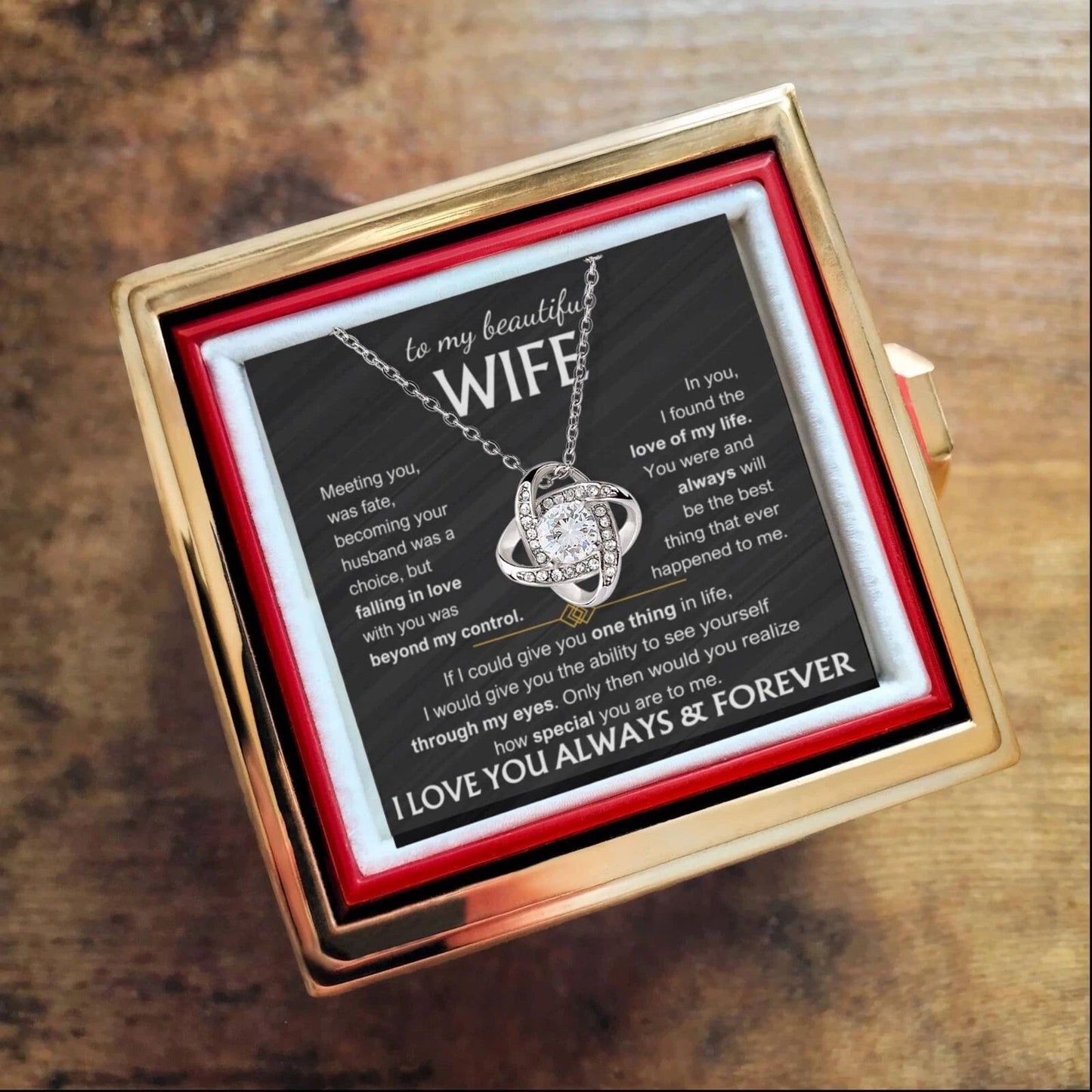 To My Wife - Love knot Necklace Rose Gift Box - You Are the Best Thing