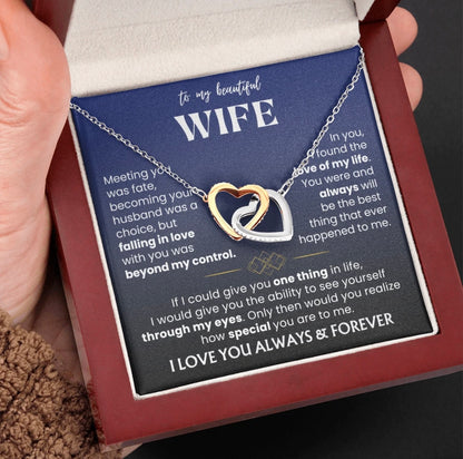 To My Wife - Linked Hearts Necklace - Love You Always Message Card Gift from Husband