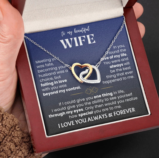 To My Wife - Linked Hearts Necklace - Love You Always Message Card Gift from Husband