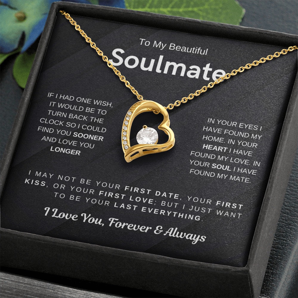 To My Soulmate - Love Heart Necklace - Love You Always Message Card Gift