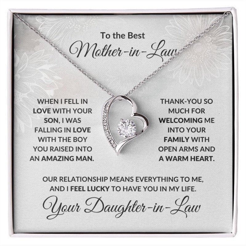 To My Mother In Law - Love Heart Necklace - Lucky to Have You In My Life Gift
