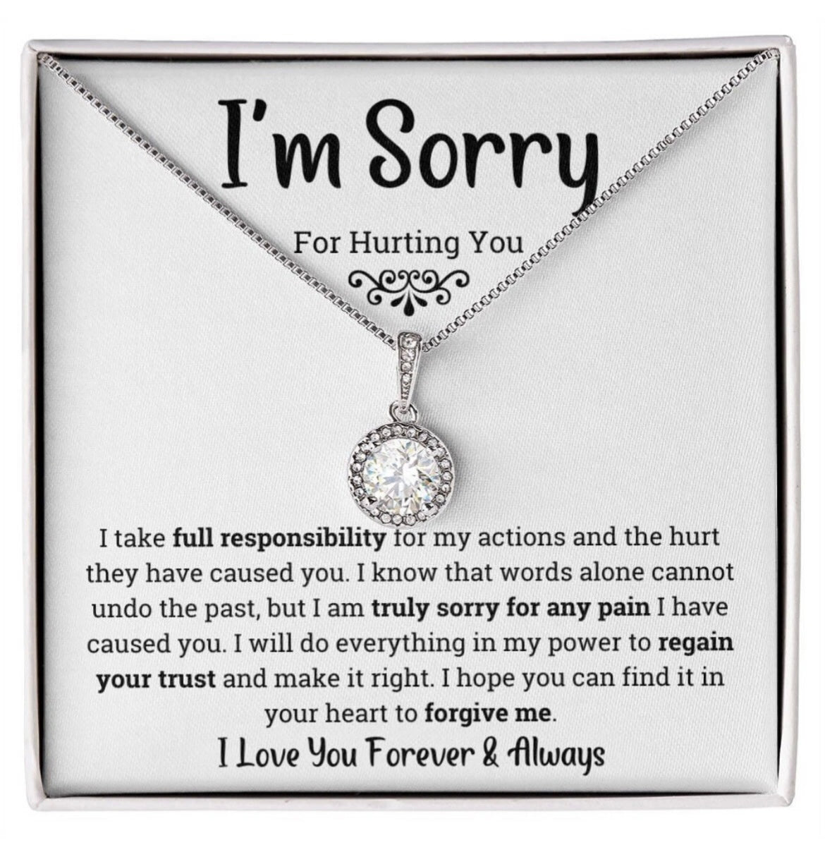 To My Love - Eternal Love Necklace - I Am Sorry for Hurting You Message Card Gift