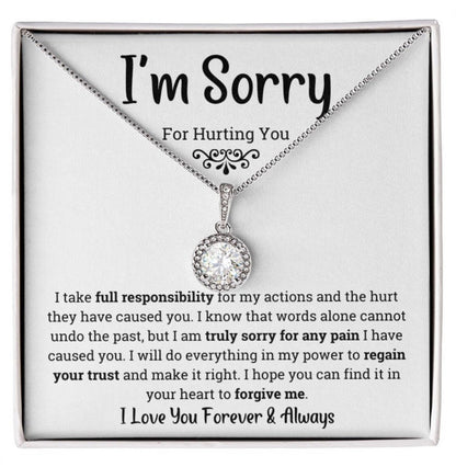 To My Love - Eternal Love Necklace - I Am Sorry for Hurting You Message Card Gift