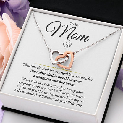 To My Mom - Linked Hearts Necklace - Always Your Little One Message Card Gift