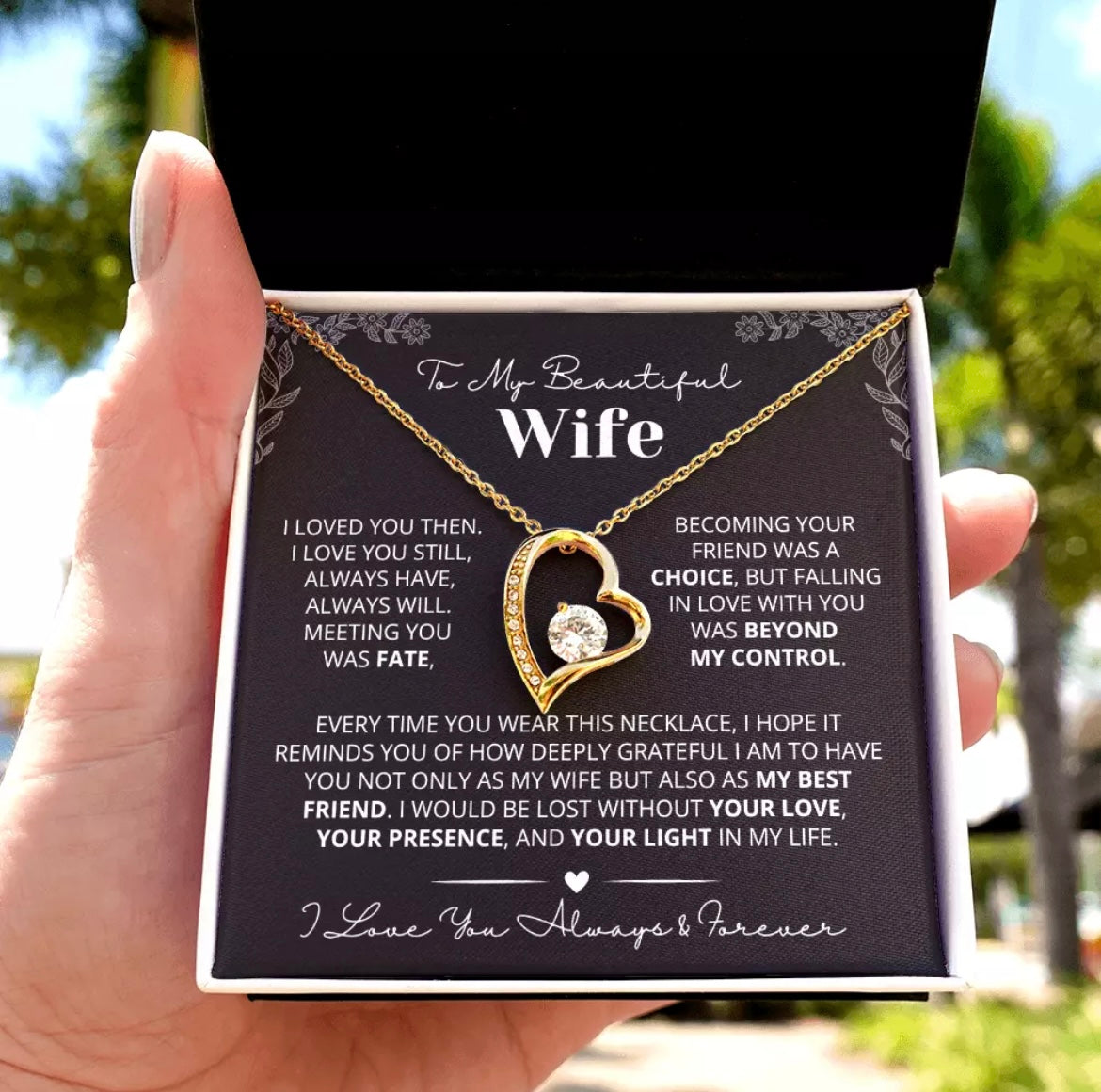 To My Wife - Love Heart Necklace - You Are My Best Friend Message Card Gift from Husband