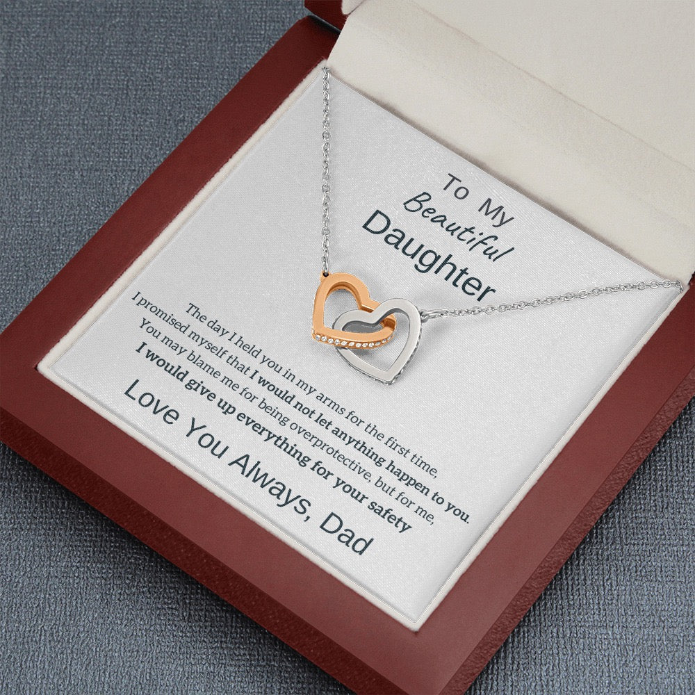 To My Daughter from Dad - Linked Hearts Necklace - Love You Always Message Card Gift