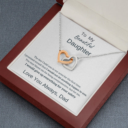 To My Daughter from Dad - Linked Hearts Necklace - Love You Always Message Card Gift