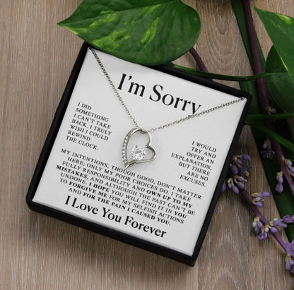 To My Love - Love Heart Necklace - I Am Sorry Message Card Gift