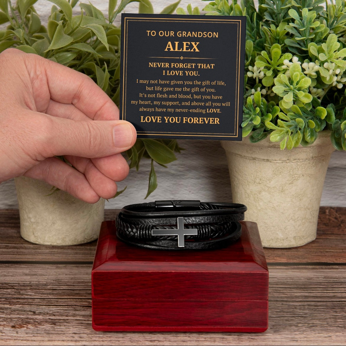 You Are Loved More Than You know - Cross Bracelet Gift for Grandson
