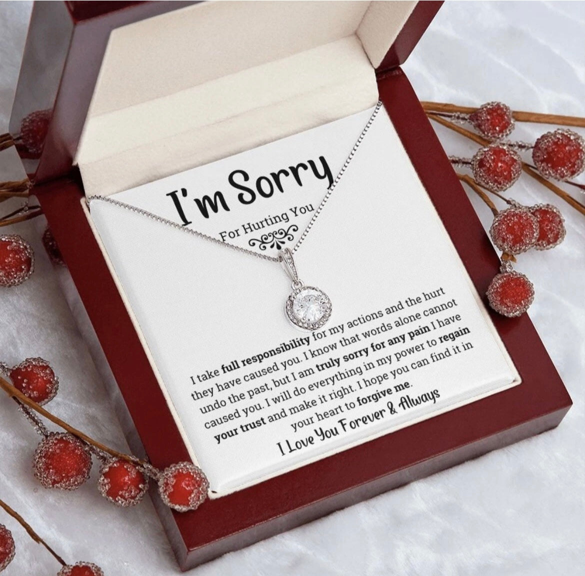 To My Love - Eternal Love Necklace - I Am Sorry for Hurting You Message Card Gift