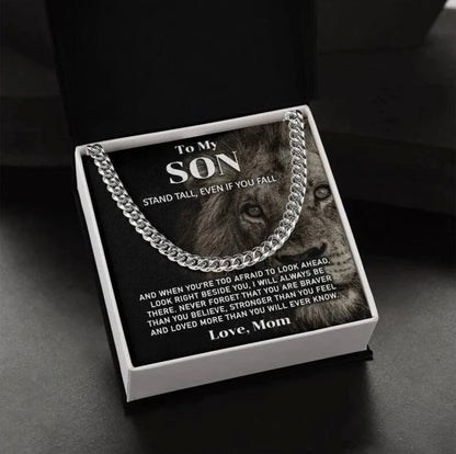 To My Son - Cuban Link Necklace - Look Beside You Message Card Gift