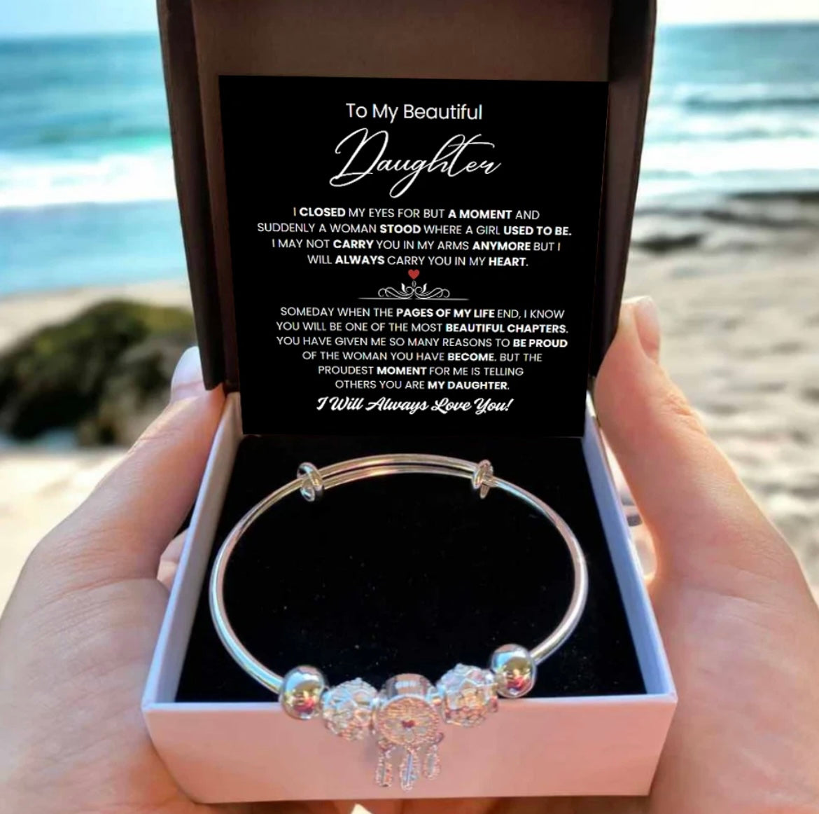 To My Daughter - Dreamcatcher Bracelet - You Are the Most Beautiful Chapter Message Card Gift