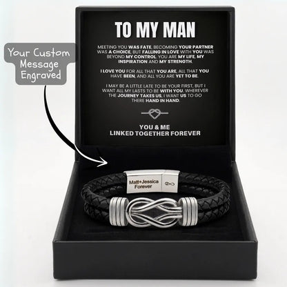 To My Man - Custom Name Bracelet - Linked Together Forever Gift