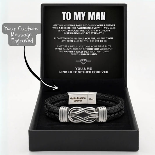 To My Man - Custom Name Bracelet - Linked Together Forever Gift