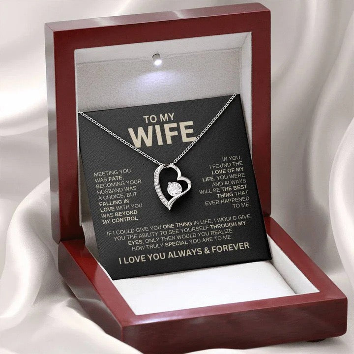 To My Wife Necklace - Love Heart Necklace - You Are the Best Thing Message Card Gift