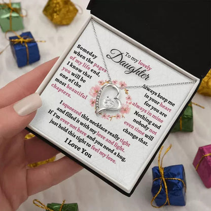 To My Daughter - Love Heart Necklace - You Are Always In My Heart Message Card Gift