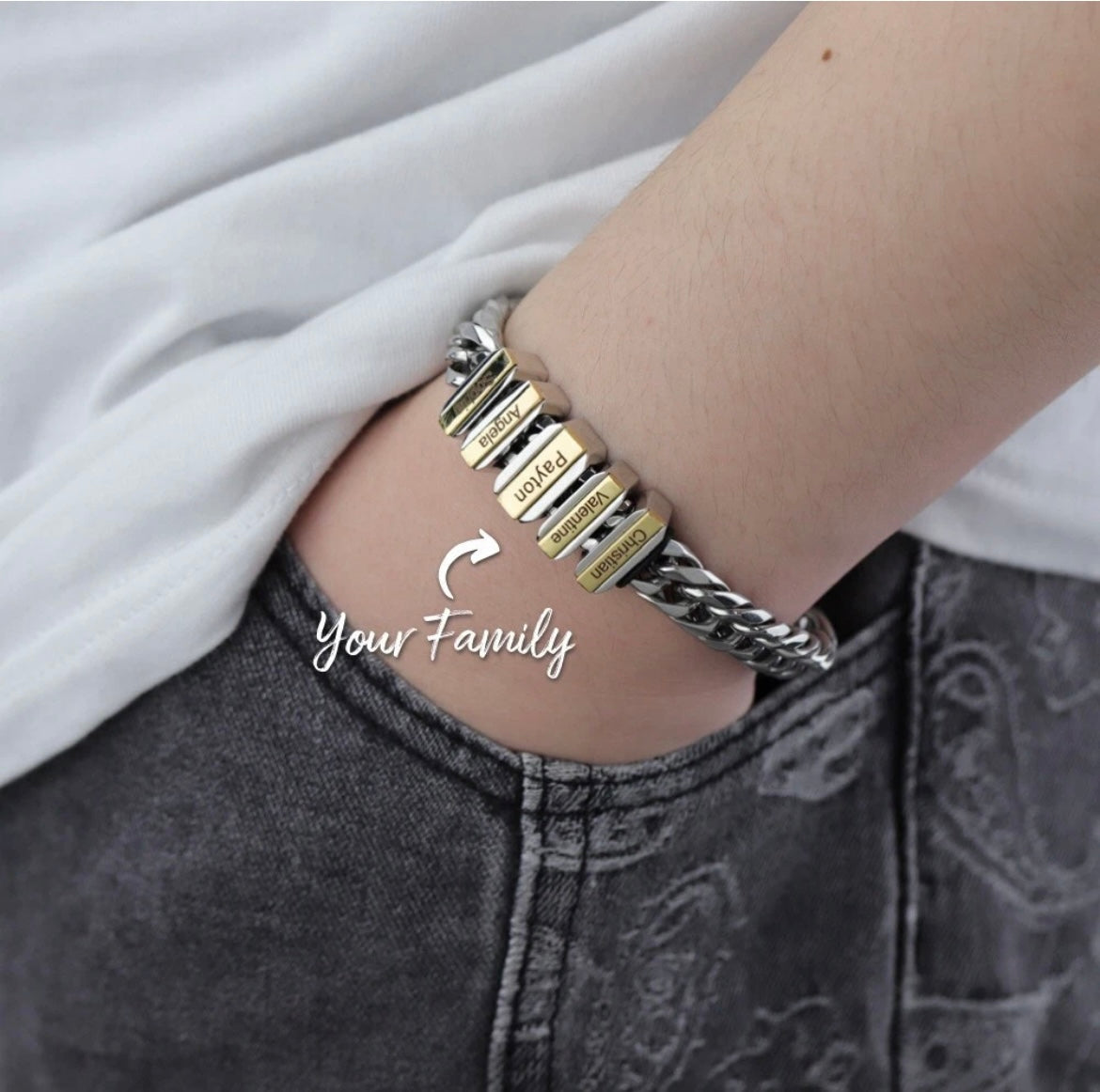 To Dad - Family Name Bracelet - Custom Engraving Gift