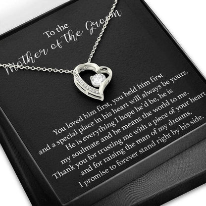 To the Mother of the Groom - Love Heart Necklace - Thank You Message Card Gift
