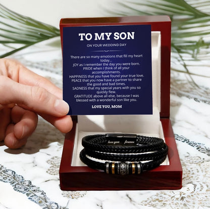 To My Son on Your Wedding Day - Love You Forever Bracelet Message Card Gift