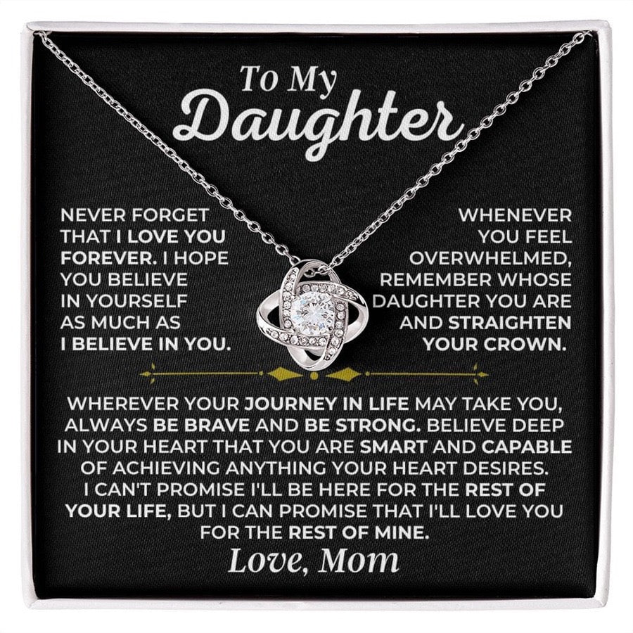 To My Daughter from Mom - Love Knot Necklace - Love You Forever Message Card Gift