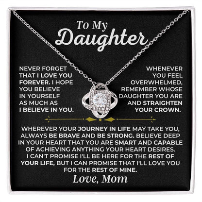 To My Daughter from Mom - Love Knot Necklace - Love You Forever Message Card Gift