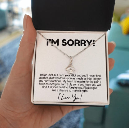 To My Love - Ribbon Necklace - I Am Sorry Message Card Gift
