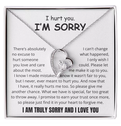 To My Love - Love Heart Necklace - I Am Sorry Message Card Gift