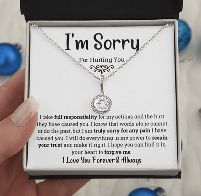 To My Love - Eternal Love Necklace - I Am Sorry for Hurting You Message Card Gift