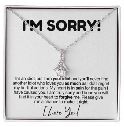 To My Love - Ribbon Necklace - I Am Sorry Message Card Gift