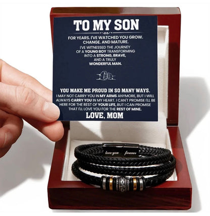 To My Son - Love You Forever Bracelet - Always Carry You In My Heart Message Card Gift