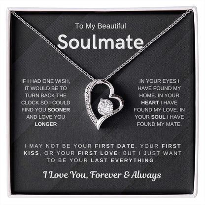 To My Soulmate - Love Heart Necklace - Love You Always Message Card Gift