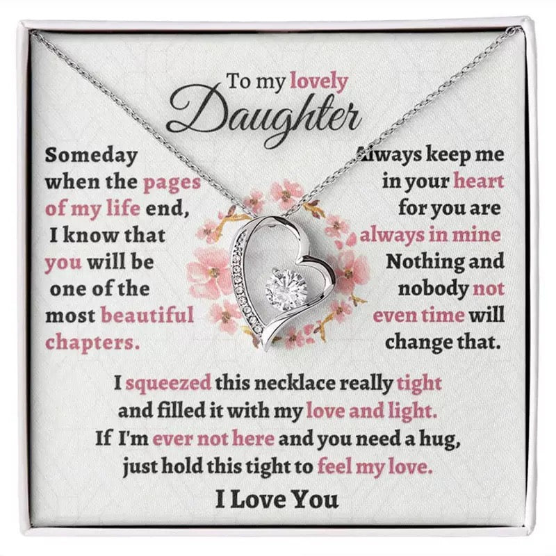 To My Daughter - Love Heart Necklace - You Are Always In My Heart Message Card Gift