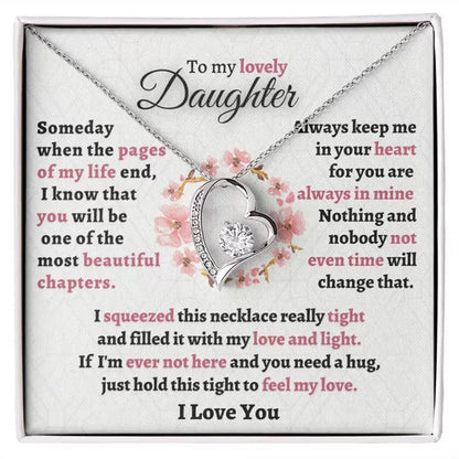 To My Daughter - Love Heart Necklace - You Are Always In My Heart Message Card Gift