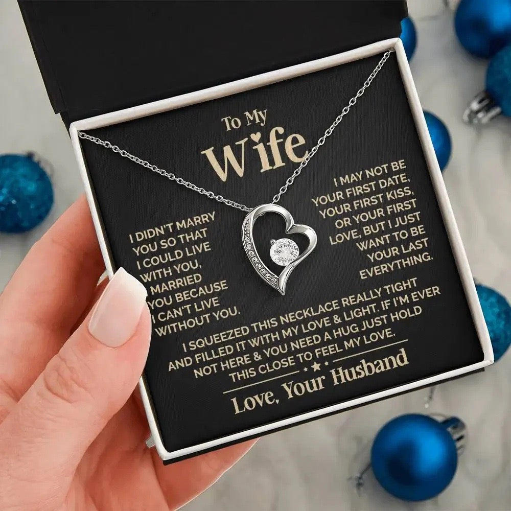 To My Wife Necklace - Love Heart Necklace - Eternal Rose Gift Box