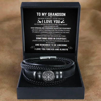 To Our Grandson - Layered Bracelet - Remember To Be Awesome Message Card Gift