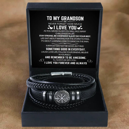 To Our Grandson - Layered Bracelet - Remember To Be Awesome Message Card Gift