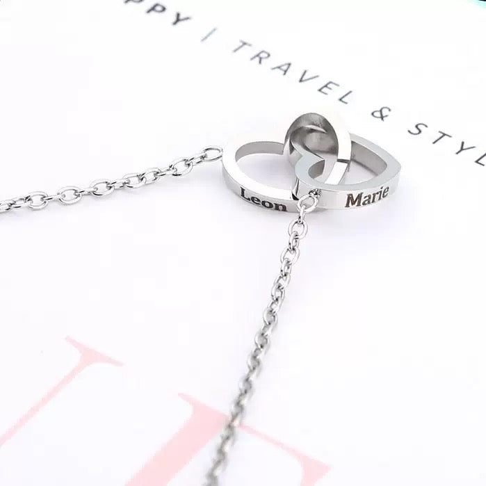 To My Soulmate - Custom Interlinked Hearts Necklace - Eternal Rose Bear Box