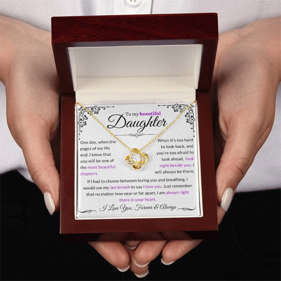 To My Daughter - Love Knot Necklace - Love You Forever Message Card Gift