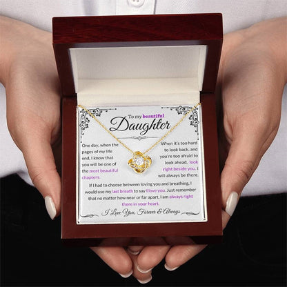 To My Daughter - Love Knot Necklace - Love You Forever Message Card Gift