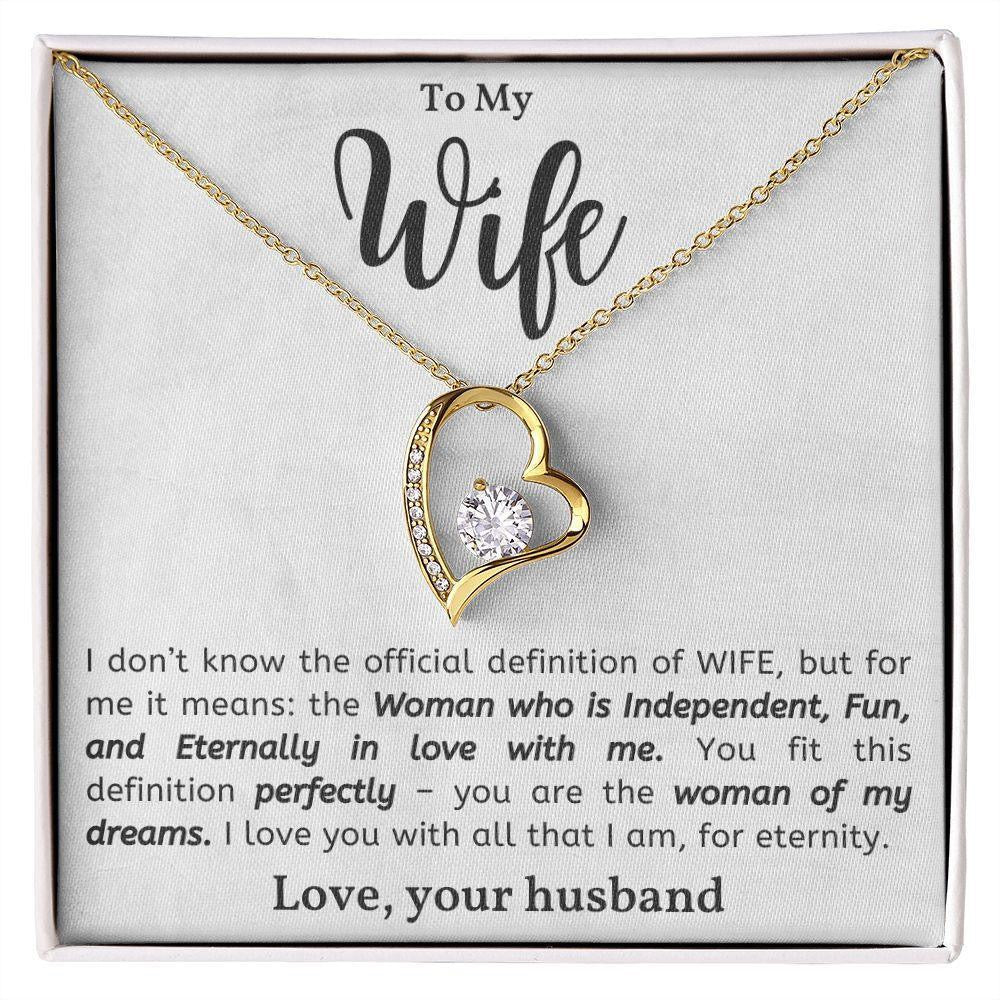 To My Wife - Love Heart Necklace - I Love You for Eternity Message Card Gift